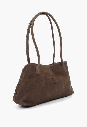 Cумка shopper коричневая из натуральной замши фото 3