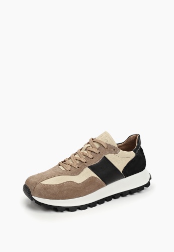 851beige Кроссовки мужские бежевые из натуральной кожи
