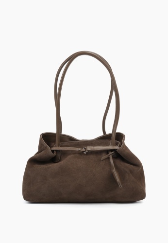 Cумка shopper коричневая из натуральной замши