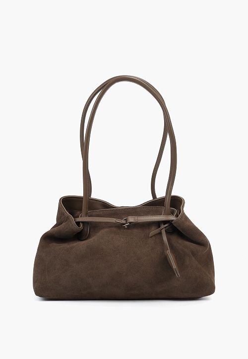 Cумка shopper коричневая из натуральной замши