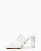 SZ68-1 Мюли белые с прозрачным каблуком